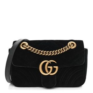 GUCCI
Velvet Matelasse Mini GG Marmont Shoulder Bag Black